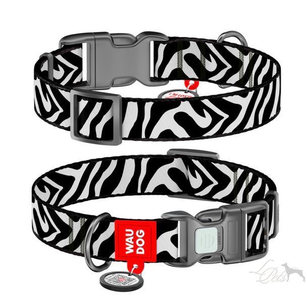 Ошейник для собак нейлоновый Waudog Nylon Зебра nashyinyk-zebra-xs фото