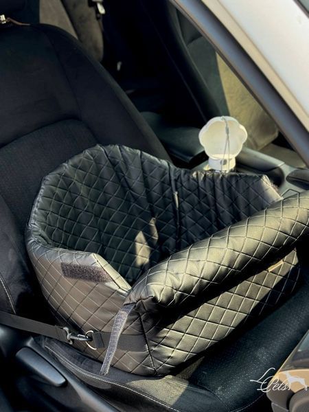 Автокресло для собак и котов "Комфорт" эко кожа чёрный car_seat-comfort_leather_s_black фото