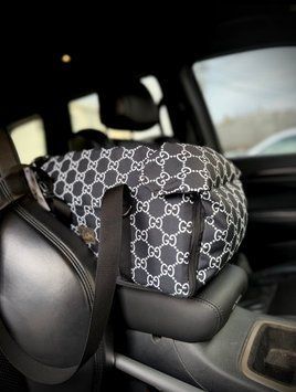 Сумка-автокрісло для собак та котів на підлокітник Оксфорд Гучі car_seat-armrest_leather_gucci фото