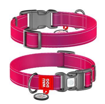 Нашийник для собак нейлоновий Waudog Nylon Mono світловідбивний Рожевий  nashyinyk-nylon-mono-pink-s фото