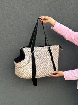 Сумка-переноска для собак та котиків Оксфорд Гучі беж soft_bag-oxford_xs_gucci_beige фото