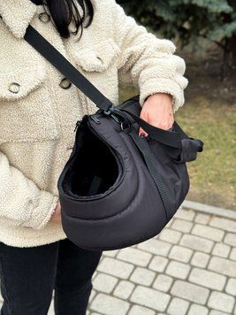 Сумка-переноска утеплена для собак та котів &laquo;Оксофрд&raquo; чорна oksofrd-sumka-uteplena-black-s фото