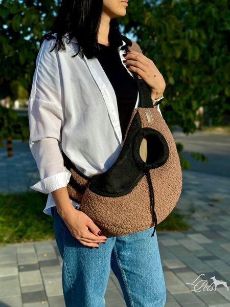 Слинг-переноска утепленный для собак и котов "Тедди" коричневый sling-teddy_m_brown фото