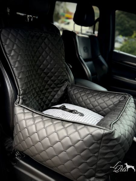 Авто кресло для собак и котов еко кожа &laquo;Velvet&raquo; Аvtokrislo_velvet_s_grey фото