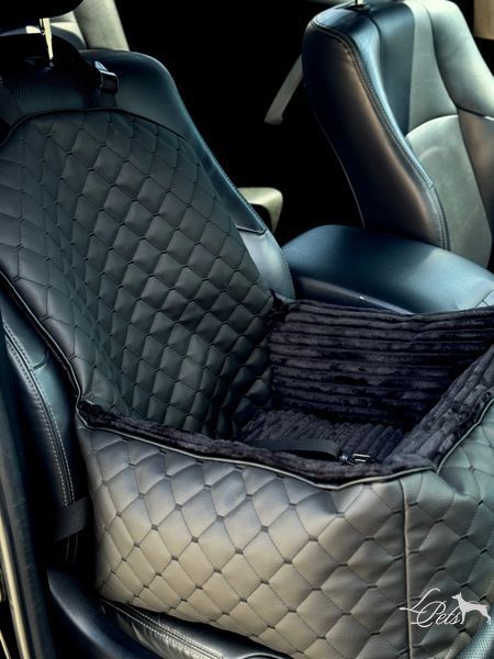Автокресло для собак и котов из эко кожи чёрное car_seat-eco_leather_s_black фото