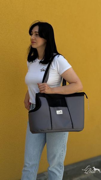 Сумка-переноска для собак и котов Summer серая с карманом soft_bag-summer_pocket_s_gray фото