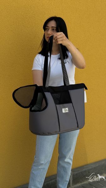 Сумка-переноска для собак и котов Summer серая с карманом soft_bag-summer_pocket_s_gray фото