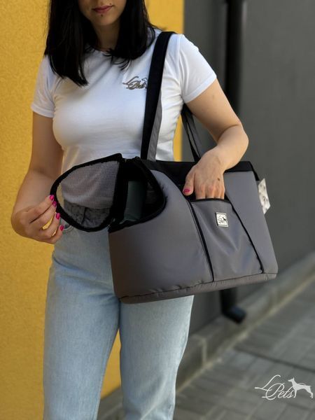 Сумка-переноска для собак и котов Summer серая с карманом soft_bag-summer_pocket_s_gray фото