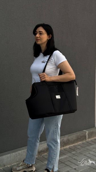 Сумка-переноска для собак и котов Summer с карманом чёрная soft_bag-summer_pocket_s_black фото
