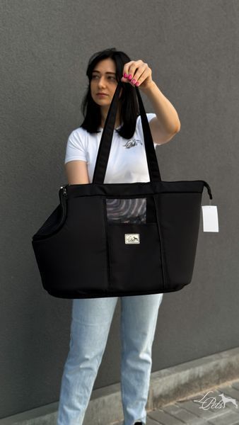 Сумка-переноска для собак и котов Summer с карманом чёрная soft_bag-summer_pocket_s_black фото