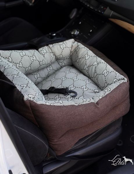 Автокрісло/лежак для собак та котів бавовна коричневий car_seat-cotton_lounger_s_brown фото