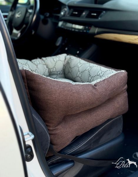 Автокрісло/лежак для собак та котів бавовна коричневий car_seat-cotton_lounger_s_brown фото