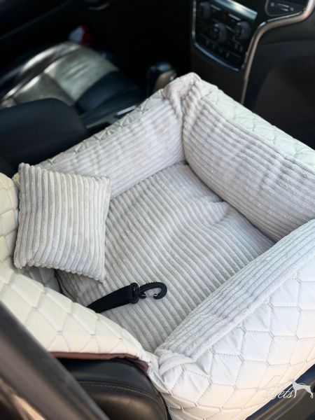 Автокрісло для собак та котів еко шкіра молочний  avtokrislo-kombi-eko-shkira фото