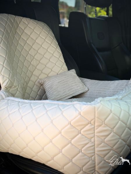 Автокрісло для собак та котів еко шкіра молочний  avtokrislo-kombi-eko-shkira фото